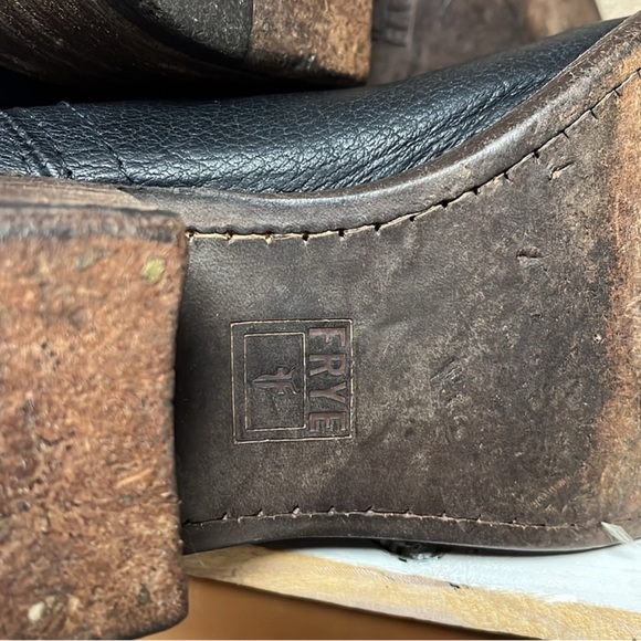 Frye Carson Pull On Black Leather Southern Western Cowgirl Festival Boots 11 - Picture 11 of 13